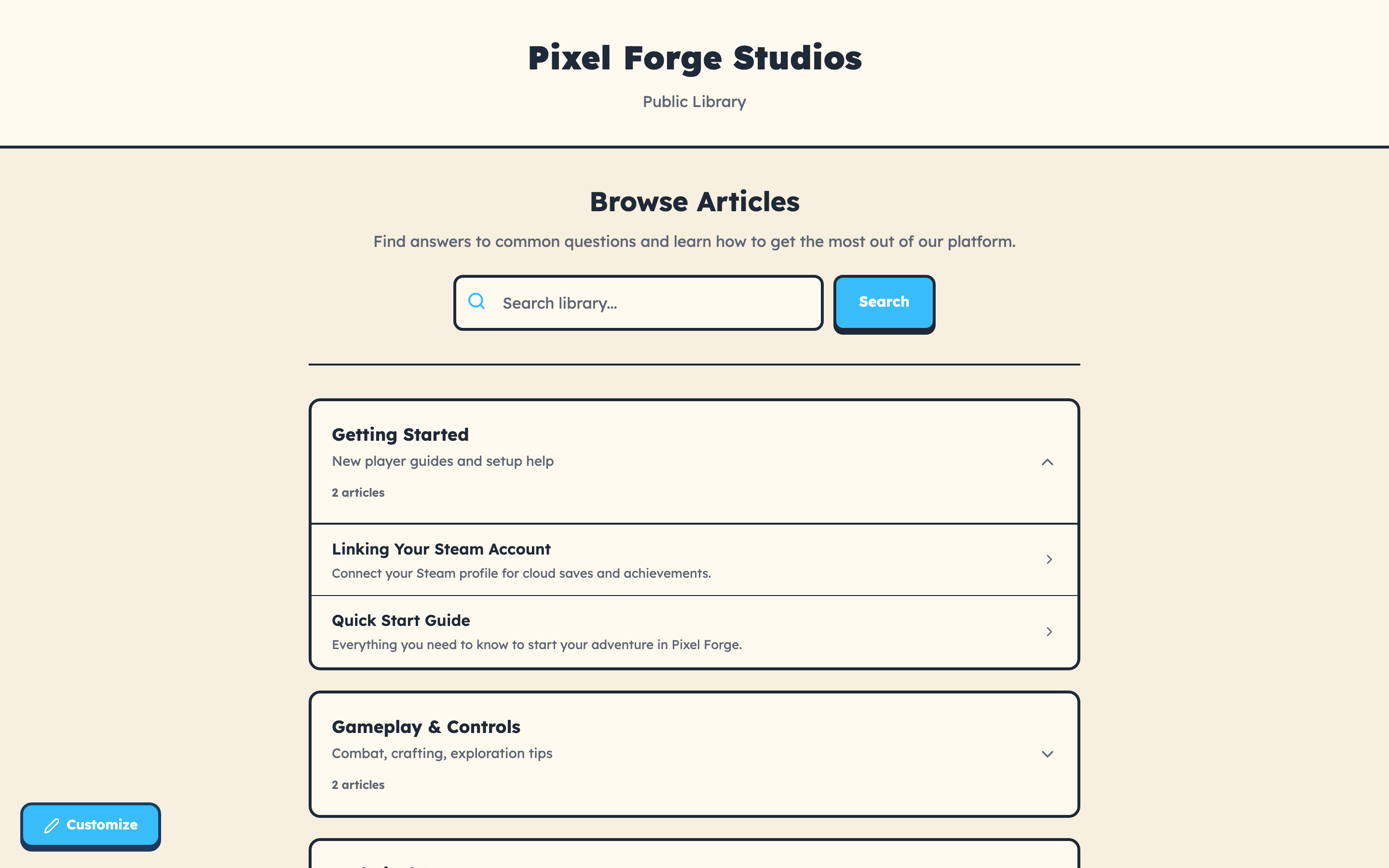Public library showing browse interface with categories